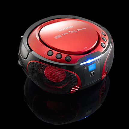 Lenco SCD-550 - CD-mängija lastele - CD-raadio - Stereosüsteem - Boombox - MP3- ja USB-mängija - Bluetooth - 2 x 2 W RMS võimsus - Peotuled - Punane