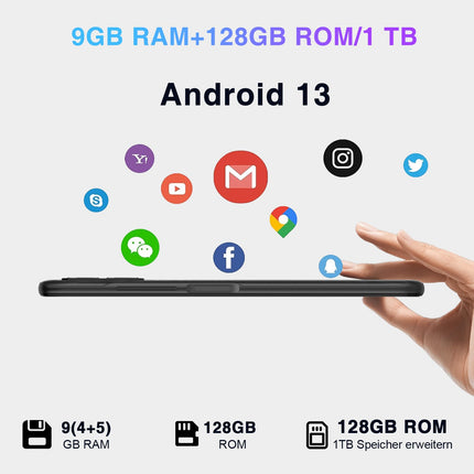 DOOGEE N50S lukustamata nutitelefon, 9GB+128GB/TF 1TB, 6,52" HD+ ekraan, Android 13, kaheksatuumaline protsessor, 20MP+8MP kaamera, kahe SIM-kaardiga 4G mobiiltelefon, 4200mAh, Face ID, GPS, OTG, must