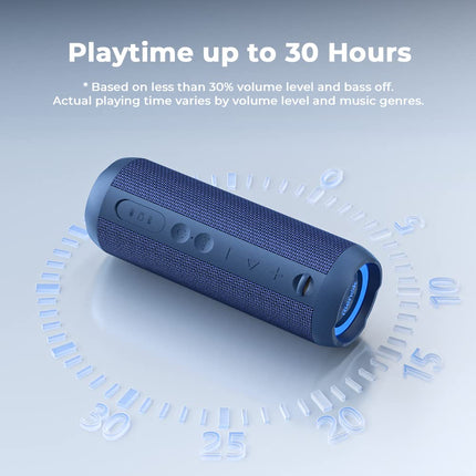 RIENOK Bluetooth Speaker with Light Bluetooth 5.3 Music Box Bass Wireless Box with IPX7 Waterproof Stereo Sound Portable (Blue, 3,600 mAh)