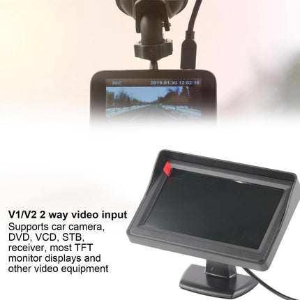 4.3-inch TFT Display Car Monitor with Sun Visor, Rear View Monitor, Color LCD Display, Backup Camera, Waterproof Car Monitor for Car, SUV, Van, Truck, Black