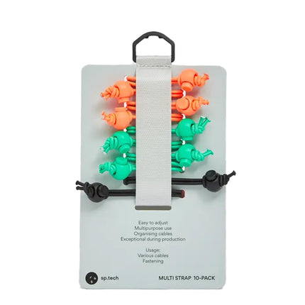 SP TECH Multistrap 10-Pack – Elastic straps in various colors, versatile fastening solution, cable management and organization for content creators
