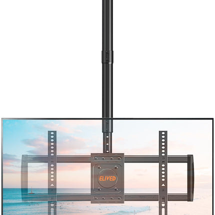 ELIVED teleri laekinnitus enamiku 37–75-tolliste lame- ja kumerate telerite jaoks kuni 50 kg, max. VESA 600x400 mm, kõrgusega reguleeritav laeteleri kinnitus lame- või kaldkatustele, EV3016
