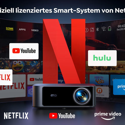 4K Projector【Official Netflix &amp; 36W Dolby Audio】 Toptro 1200 ANSI Smart Projector Home Theater, 1080P Full HD Video Projector with Two-Way Bluetooth WiFi, AI Autofocus &amp; Keystone Correction for Outdoor/Mobile Phone
