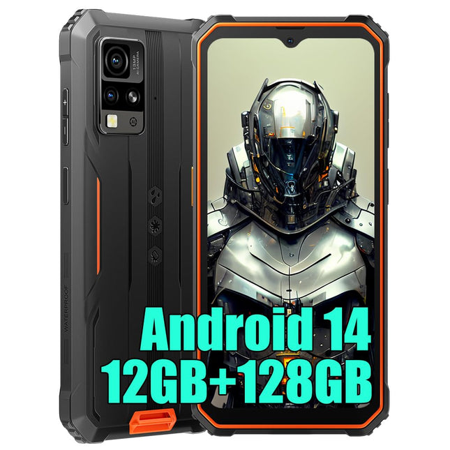 Blackview BV4800 Pro Outdoor Mobile Phone without Contract 2025, 12GB+128GB-2TB, 6.56" HD+ Outdoor Smartphone Android 14, 16MP+8MP, 5180mAh Battery, IP68 Waterproof Mobile Phone, Dual 4G LTE, NFC, OTG, GPS, FM, Orange