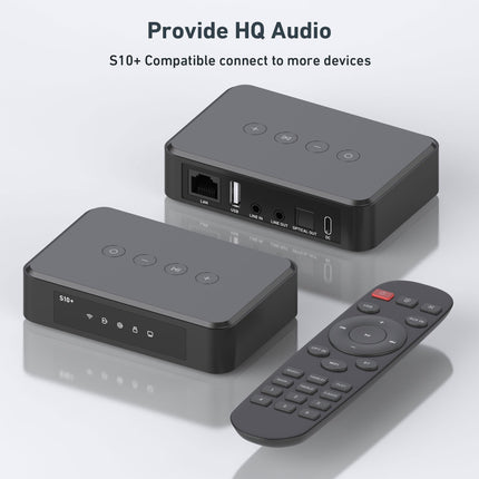 Arylic S10+ juhtmevaba audiovastuvõtja, mitmetoaline stereo SPDIF-väljundiga, WiFi ja Bluetoothi ​​muusikastriimer, voogedastab kadudeta HD-muusikat Spotifyst, Amazon Musicust, Tidalist jne. Toetab AirPlayd.