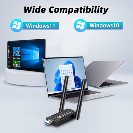 PNGOS WiFi Stick 6E, Powerful AX5400 Mbps, Adapter, USB 3.0, Tri-Band, WiFi Dongle 2.4G/5G/6GHz, Compatible with Windows 11/10, Plug and Play