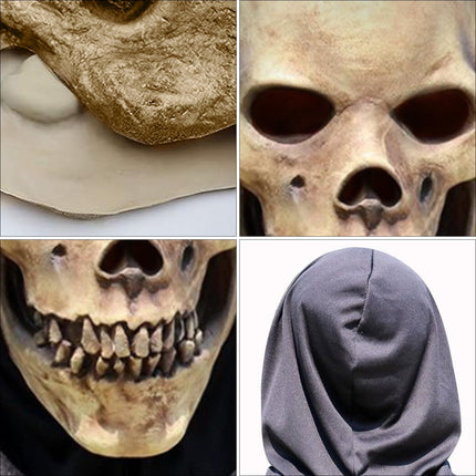 Scary Halloween Skull Mask, Latex Scary Full Head Mask, Realistic Full Head Skull Face Cover, 3D Mask for Adults and Children, Halloween, Cosplay, Masquerade Props (A)