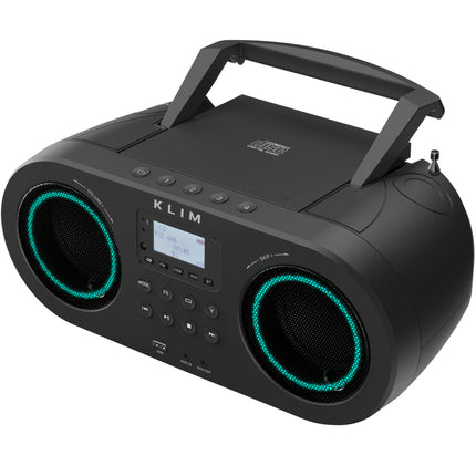 KLIM Boombox B5 raadio CD-mängijaga + FM-raadio, Bluetooth, AUX, USB + UUS + kaasaskantav CD-mängija juhtmevaba režiimi ja laetava akuga + CD-mängija automaatse unerežiimi ja digitaalse ekvalaiseriga