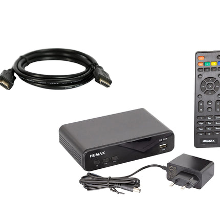 Humax HD Fox Digital HD Satellite Receiver 1080P Digital HDTV Satellite Receiver with 12V Power Supply Camping - Astra pre-installed - HDMI, SCART, DVB-S/S2 PVR Ready (incl. conecto HDMI cable)