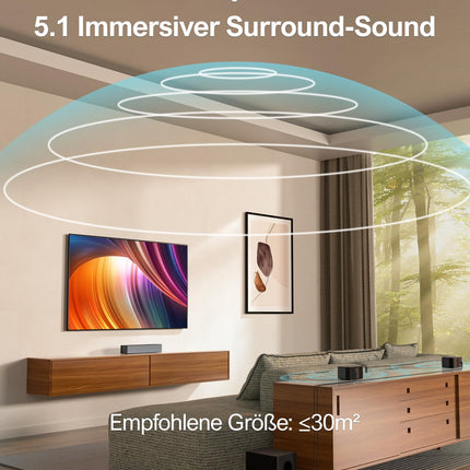 ULTIMEA 5.1 Dolby Atmos, 3D ruumilise heli süsteemi heliriba teleritele, heliriba subwooferiga, teleri kõlar kodukinole reguleeritava bassiga, Poseidon D60 seeria