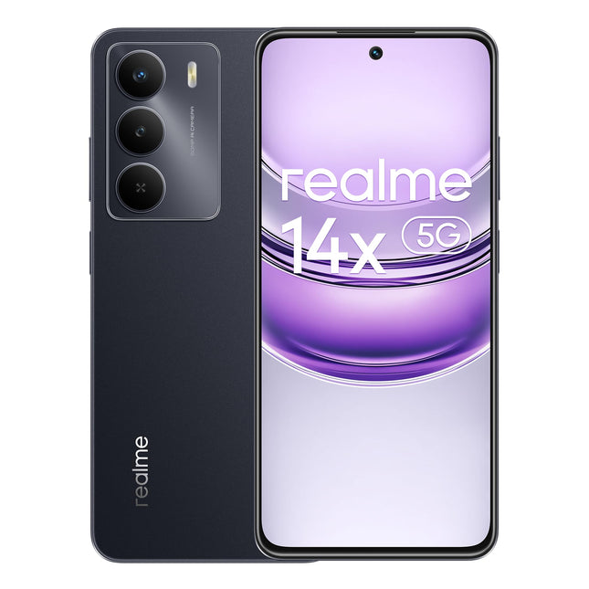 Realme nutitelefon 14X 5G 6+128GB, Dimensity 6300 5G, 120Hz silmadele mugav ekraan, 18GB dünaamiline RAM, 50MP tehisintellektiga kaamera, süsinikmust, adapterita