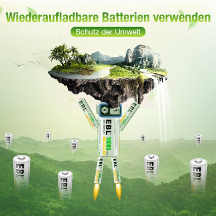 EBL AAA battery 1100mAh 20 pieces Micro AAA rechargeable batteries type NI-MH high charging cycles