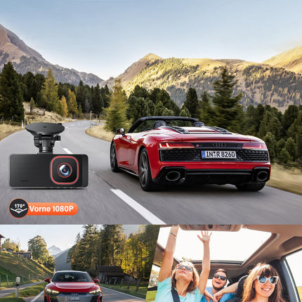 Bestsee 1080P autokaamera esi-, taga- ja sisemusest 64 GB SD-kaardiga, parkimiskaamera, liikumistuvastus, infrapunane öönägemine, G-andur, tsükkelsalvestus, WDR, vaatenurk (170°+150°+150°)
