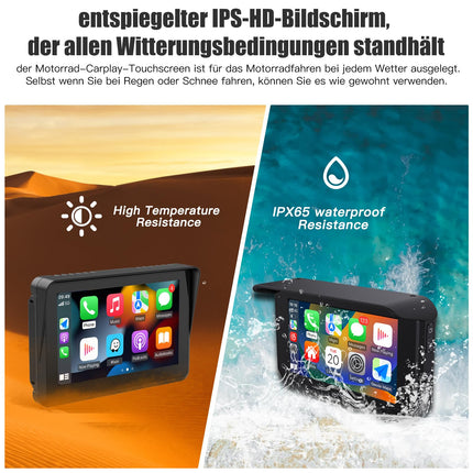 CARabc Apple CarPlay&amp;Android Auto 5 inch Motorcycle IPS Touchscreen, GPS Navigation Device/Portable Wireless/IPx7 Waterproof Anti-theft, Support for Siri/Google Assistant.