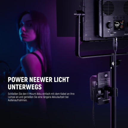 NEEWER 1,8 m D-tüüpi isas- ja 4-pin XLR-naissoost toitekaabel, toitejuhe PL60C pidev LED-videovalgusti, NC011