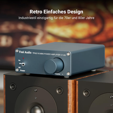 Fosi Audio V1.0G minivõimendi, 50Wx2 D-klassi stereovõimendi TPA3116 võimendikiibi ja RCA sisenditega, 2-kanaliline HiFi võimendi passiivkõlaritele