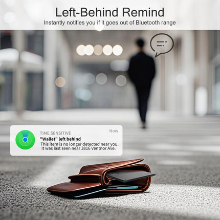 TiMOVO Slim Walleti jälgimiskaart Apple Find My jaoks (ainult iOS-ile) juhtmevaba laadimisega laetav rahakotiotsija käekottide, pagasisiltide, passide jaoks, IP68 veekindel Bluetooth-esemete jälgija, must