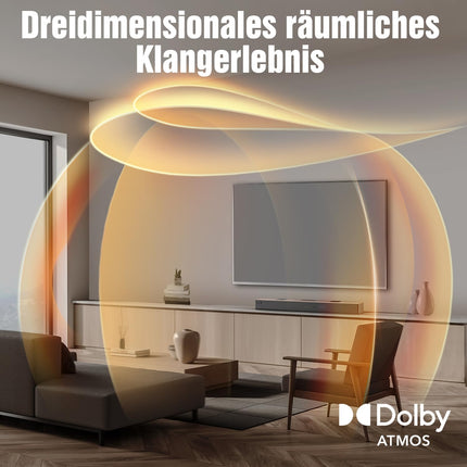 Hiwill 5.2.2-kanaliline Dolby Atmosega teleritele mõeldud heliriba, 400 W universaalne teleri heliriba kahe integreeritud subwooferiga, puidust korpusega kodukino helisüsteem, telerikõlarid, HDMI eARC/optiline/Aux