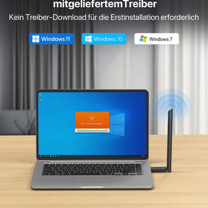 BrosTrend suure võimendusega WiFi-pulk arvutile, AX900 WiFi 6 USB WiFi-adapter arvutile koos 6dBi suure võimendusega antenniga, kahe sagedusalaga 600Mbps 5GHz + 286Mbps 2.4GHz, USB WiFi-adapter, mis ühildub Windows 11/10/7-ga