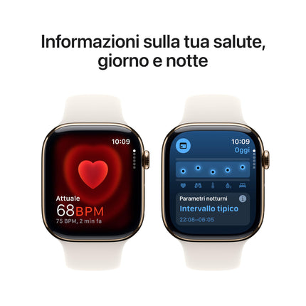 Apple Watch Series 10 [GPS + Cellular, 46mm] - Gold Titanium Case with White Star Sport Band, M/L (Refurbished)