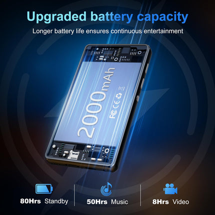 80 GB MP3-mängija Bluetoothi ​​ja WiFi-ga, SWOFY 4,0-tollise puutetundliku ekraaniga MP3- ja MP4-mängija Androidile, kaasaskantav laste muusikapleier Spotify, Amazon Musicu, raadio, diktofoni, e-raamatute ja brauseriga