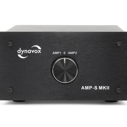 Dynavox AMP-S MKII, võimendi ja kõlari lüliti metallkorpuses, stereo- ja ruumilise heli võimendite jaoks, ühendus banaanpistikute või klemmliistu kaudu, must