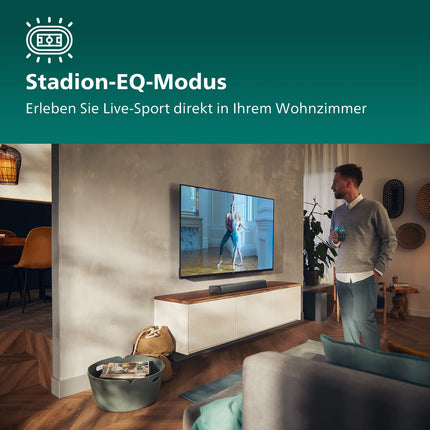 Philips TAB7207/10 Soundbar 2.1 juhtmevaba subwoofer, Dolby Atmos, kinoheli, rikkalik ja sügav bass, HDMI ARC, üliõhuke disain