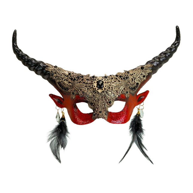 W WIDMANN MILANO Party Fashion - Eye mask devil with horns, demon, accessory Halloween