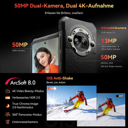 Blackview BL9000 Pro (36GB+512GB/2TB) 5G termokaameraga Pro välistingimustes kasutatav mobiiltelefon Android 14, 120W/8800mAh nutitelefon ilma lepinguta, ehitusplatsi telefon 6.78" FHD+ 120Hz/NFC/sõrmejäljelugeja/kaks 50MP kaamerat/2-aastane garantii