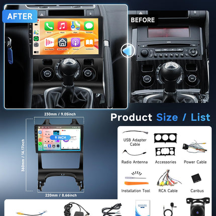 8-tuumaline 6+128G juhtmevaba Carplay Android autoraadio Peugeot 3008 5008 2009-2016 9-tollise puutetundliku ekraaniga raadio koos Android Auto Mirror Link Bluetooth FM/RDS/EQ/DSP WiFi GPS Navi tahavaatekaamera