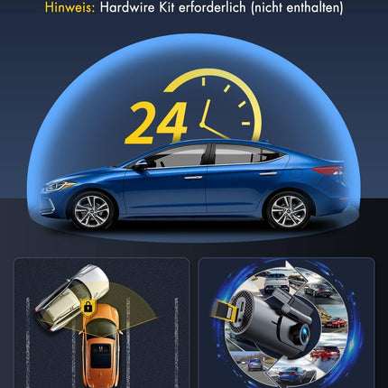 GKU autokaamera ees/taga 4K+1080P, 5 GHz WiFi autokaamera 64 GB SD-kaardiga, parkimismonitoriga, öönägemisega, WDR-iga, 170° lainurk, G-andur, tsükkelsalvestus, rakenduse juhtimine, max 256 GB