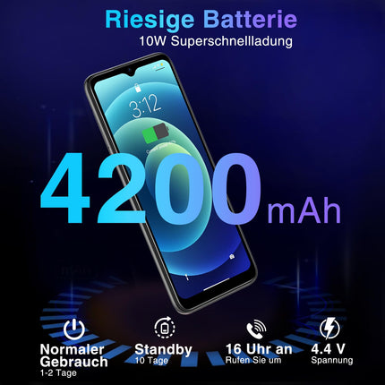 DOOGEE N50S lukustamata nutitelefon, 9GB+128GB/TF 1TB, 6,52" HD+ ekraan, Android 13, kaheksatuumaline protsessor, 20MP+8MP kaamera, kahe SIM-kaardiga 4G mobiiltelefon, 4200mAh, Face ID, GPS, OTG, must