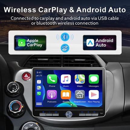 Android 13 autoraadio navigatsiooniga, 10,1-tolline ekraan, sisseehitatud DAB+, juhtmevaba Carplay ja juhtmevaba Android Auto, 1 DIN autoraadio, puutetundliku ekraaniga, Bluetooth, 8-tuumaline, 2G+32G WiFi, 4G GPS, AM/FM RDS