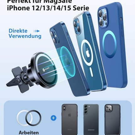 VICSEED Car Phone Holder Magnet Vent for Magsafe Car Mount [Strong Magnet with 20 x N55] Magnetic Car Phone Holder Compatible for iPhone 16 15 14 13 12 Pro Max Samsung S24 S23 Ultra etc.