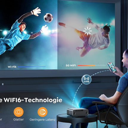Projector, [Autofocus/Keystone Correction] Projector Home Theater, 1080P Full HD Projector Supports 4K Video with WiFi6 Bluetooth, YABER 28000 Lumen Portable Projector Outdoor 300" Display, for Smartphone/TV Stick/PS5