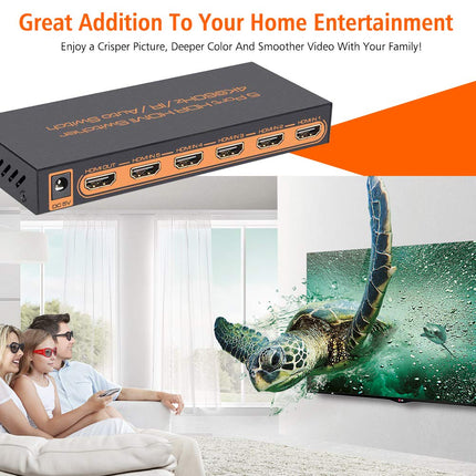 HDMI-lüliti 4k, HDMI-lüliti automaatne/manuaalne HDMI-lüliti 5 sisendi ja 1 väljundiga HDMI-jaotur, HDMI-jaotur toetab 4K 60hz/2K/1080P/3D/HDCP 2.2/UHD/HDR-i PS 3/4/XBOX One/360/DVD/HDTV jne jaoks