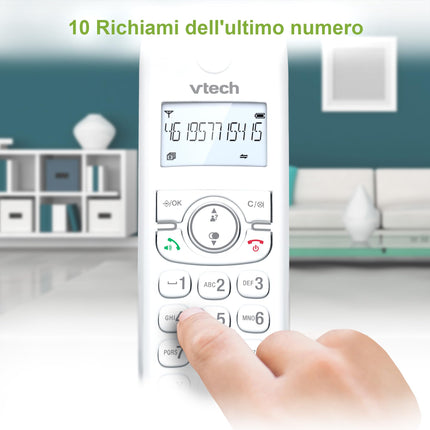 VTech CS1501 Casa Duo Cordless Phone, DECT Phone with Handsfree and Call Blocking, Dual Charging, Caller ID, Backlit LCD Display and Keypad, ECO Mode, White