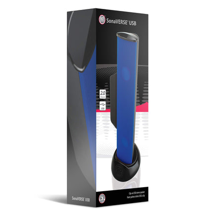 GOgroove SonaVERSE arvuti heliriba sülearvutitele - USB-toitega minikõlar kaasaskantava välise klambriga kõlari disainiga monitorile, ÜKS kaabel heli ja toite jaoks (sinine)