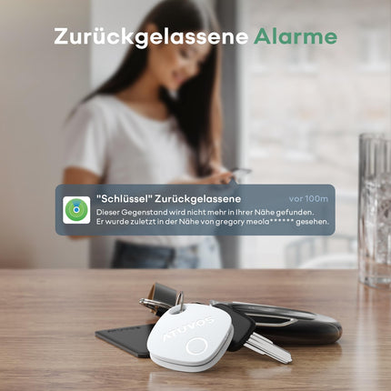 ATUVOS Air Tag võtmeotsija 4 tk pakis, nutikas jälgimisvõtmeotsija, mis ühildub Apple Find My rakendusega (ainult iOS, Android ei ole toetatud), Bluetooth-võtmeotsija pagasi/kottide/kohvrite jaoks, vahetatav aku