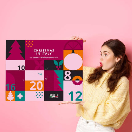 Food &amp; Delicatessen Advent Calendar 2025 "Xmas in Italy", spice advent calendar with 24 different spices, salts, herbs - Christmas calendar with recipes