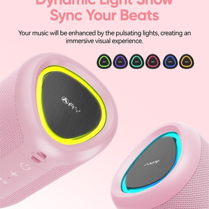 AY Portable Bluetooth Speaker with Light, Bluetooth Music Box with Powerful Crystal Clear Sound, IPX5 Waterproof, AUX &amp; TF Card Input, Stereo Pairing, 24h Battery Perfect for Home, Outdoors