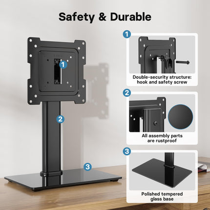 BONTEC telerialus, monitorialus 17–43-tollistele LCD, LED, OLED, plasmateleritele ja -monitoridele ning kuni 45 kg kaaluvatele monitoridele, 50-kraadise pöördliigendiga, 3-astmelise kõrguse reguleerimisega, max VESA 200x200