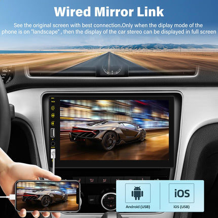 NHOPEEW 1 DIN autoraadio Carplay ja Android Autoga - 7-tolline HD puutetundliku ekraaniga raadio - Mirror Link, Street Wheel Control, Bluetooth, 7 värvilist taustvalgustust, FM + tahavaatekaamera ja mikrofon