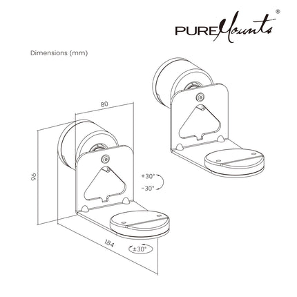PureMounts® kõlari seinakinnitus Sonos® Era 100 ja 300 kõlaritele, 2 tk komplekt, valge