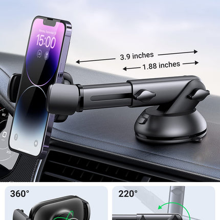 UGREEN mobiiltelefonihoidik iminapaga 360° autosse, 2-ühes universaalne mobiiltelefonihoidik autosse, ühildub iPhone 15 Pro Max Plus 14 13 Galaxy F34 S23 Ultra Huawei Mate 60 Pro Redmi K60 jne-ga (must)