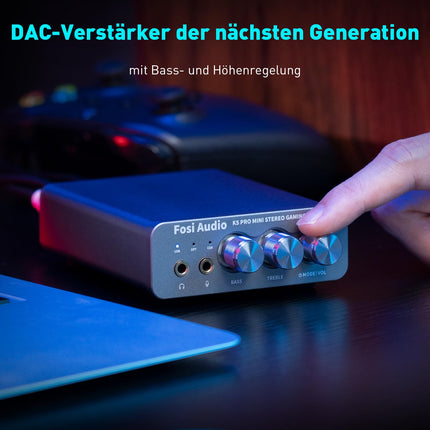 Fosi Audio K5 Pro Headphone Amplifier, USB C DAC Amplifier Headphone HiFi, USB/Optical/Coaxial/Microphone Inputs to 3.5mm AUX/RCA Output, Gaming DAC AMP Hi-Res for PS5/ PC/MAC/Active Speakers