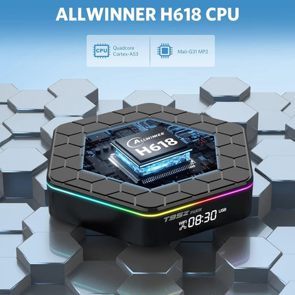 IDEALROYAL Android 12.0 teleriboks, 4 GB muutmälu, 64 GB ROM, Allwinner H618 neljatuumaline 64-bitine ARM-protsessor A53, 6K WiFi6, 2.4G/5G kahe WiFi-ühendusega BT 5.0, 100M Ethernet, 3D HDR10 H.265, nutiteleriboks miniklaviatuuriga