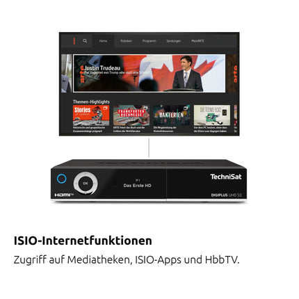TechniSat DIGIPLUS UHD S2-4K satelliitvastuvõtja tähtnumbrilise ekraani ja kahe tuuneriga (DVB-S/DVB-S2, HEVC, H.265, PVR salvestusfunktsioon, WLAN, LAN, CI+, USB, OLED) must