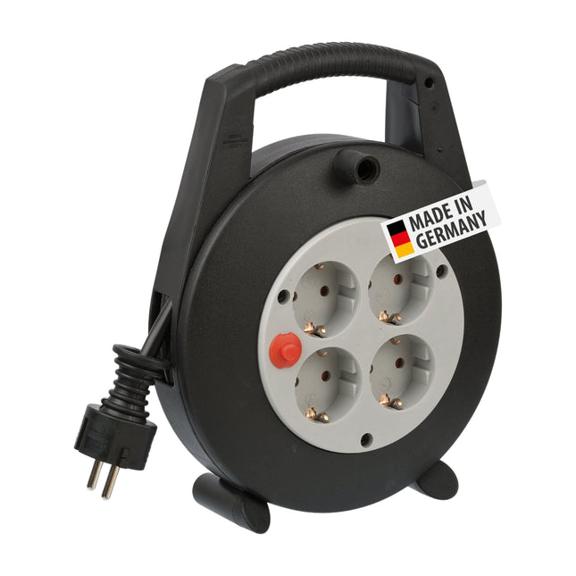 Brennenstuhl Vario Line kaablikarp 4-suunaline/minikaablirull (5m kaabel, valmistatud Saksamaal) must/hall