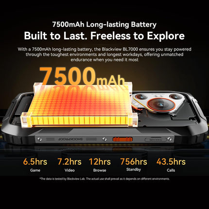 Blackview BL7000 5G Outdoor Mobile Phone AI Smartphone Android 15, 24GB+256GB/SD-2TB AI Mobile Phone, 6.78" FHD+ Construction Site Mobile Phone, 50MP+32MP, 7500mAh, 4G + 5G Outdoor Smartphone Waterproof IP68 NFC GPS OTG, Black